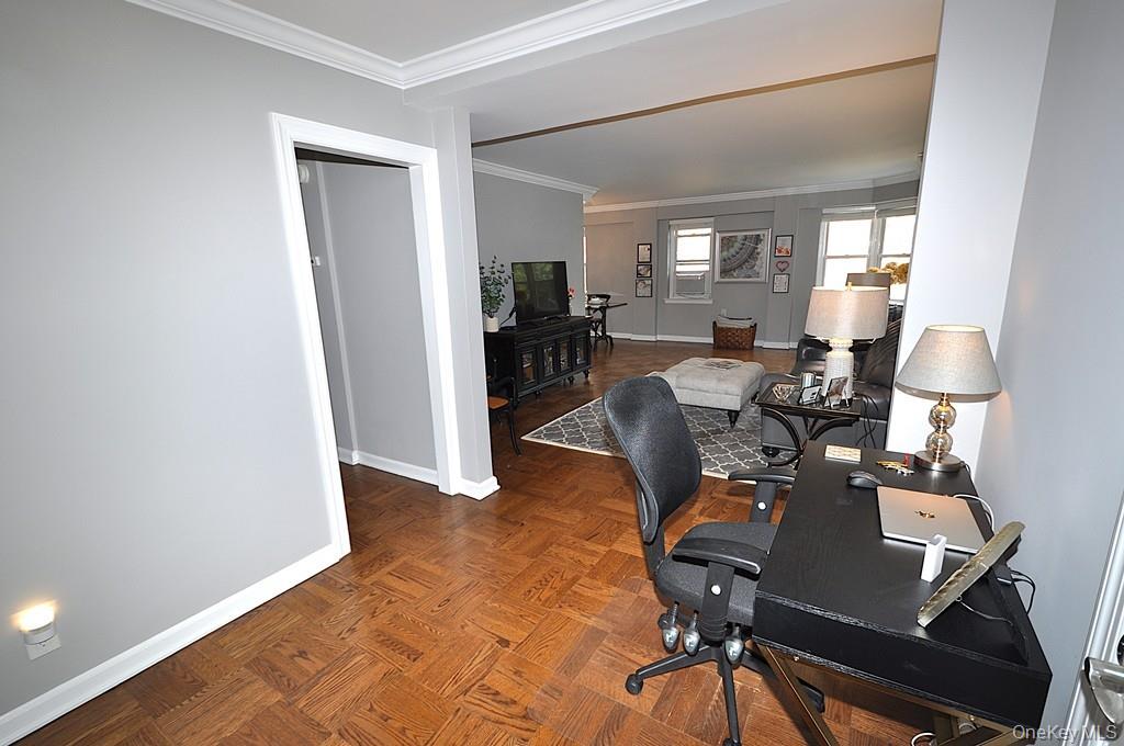 235 Garth Road, Unit E2E Scarsdale, NY 10583 - Photo 24 of 46 Entry foyer has two large closets (one walk-in). This is a great space for a home office set-up. The foyer opens to the living room and is approx. 15'-4" x 8'-4".