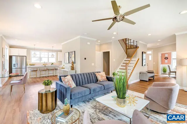 a living room with furniture