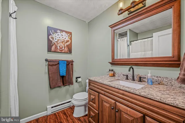 a bathroom with a toilet a sink and mirror