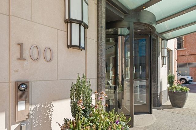 a city view with tall buildings