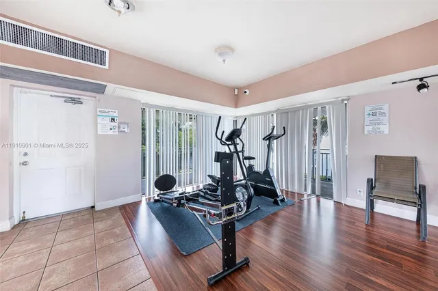 a view of a room with gym equipment