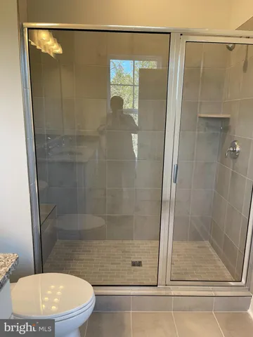 a bathroom with a shower a toilet and a sink