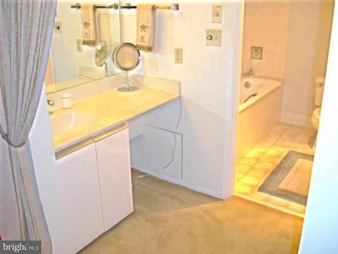 1808 Old Meadow Road, Unit 1405 McLean, VA 22102 - Photo 17 of 30 a bathroom with a granite countertop sink and a mirror
