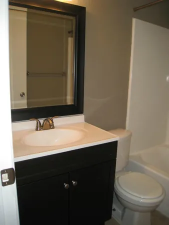 a bathroom with a bathtub