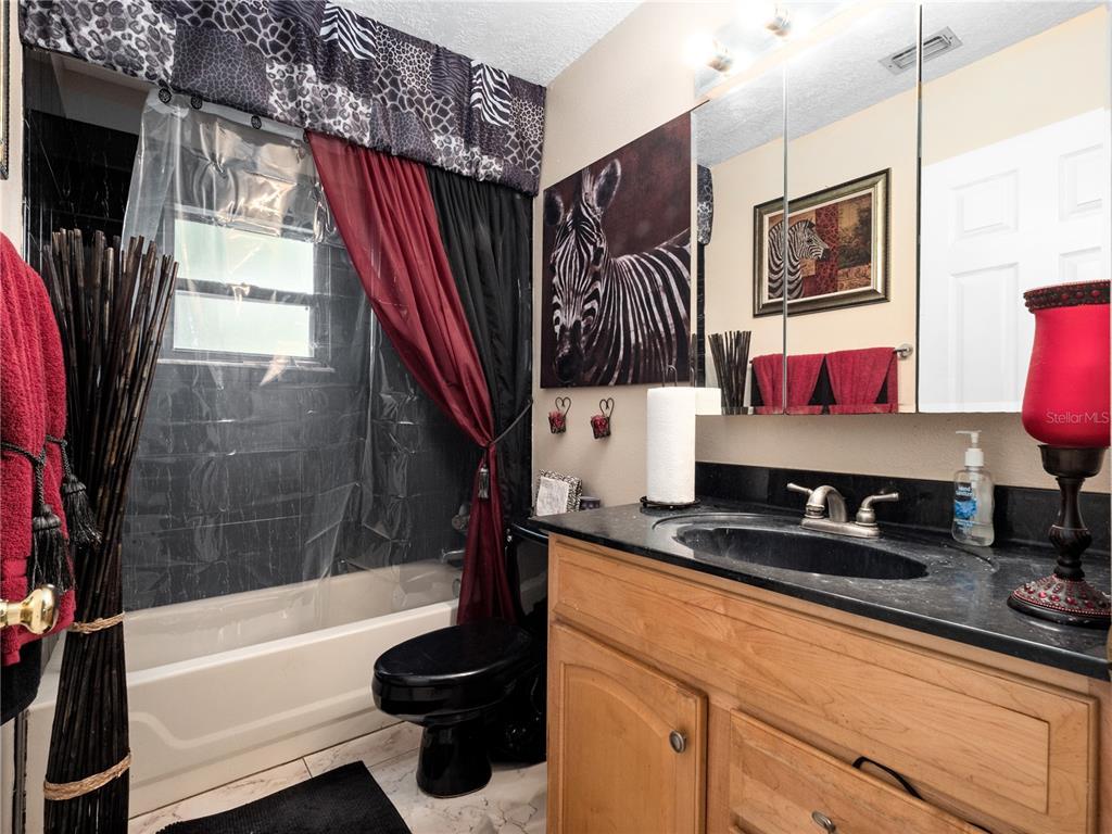 2810 Horton Road Kissimmee, FL 34744 - Photo 21 of 30 a bathroom with a granite countertop sink a bathtub and shower