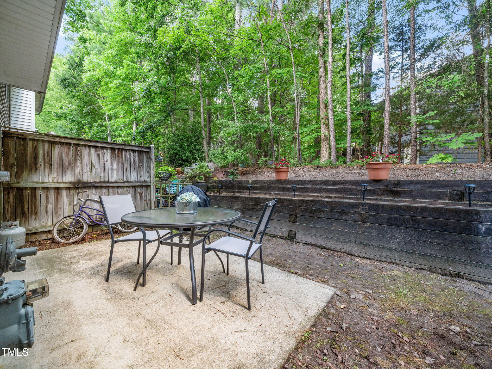 209 Climbing Ivy Court Cary, NC 27511 - Photo 20 of 24 a view of backyard with seating area and green space