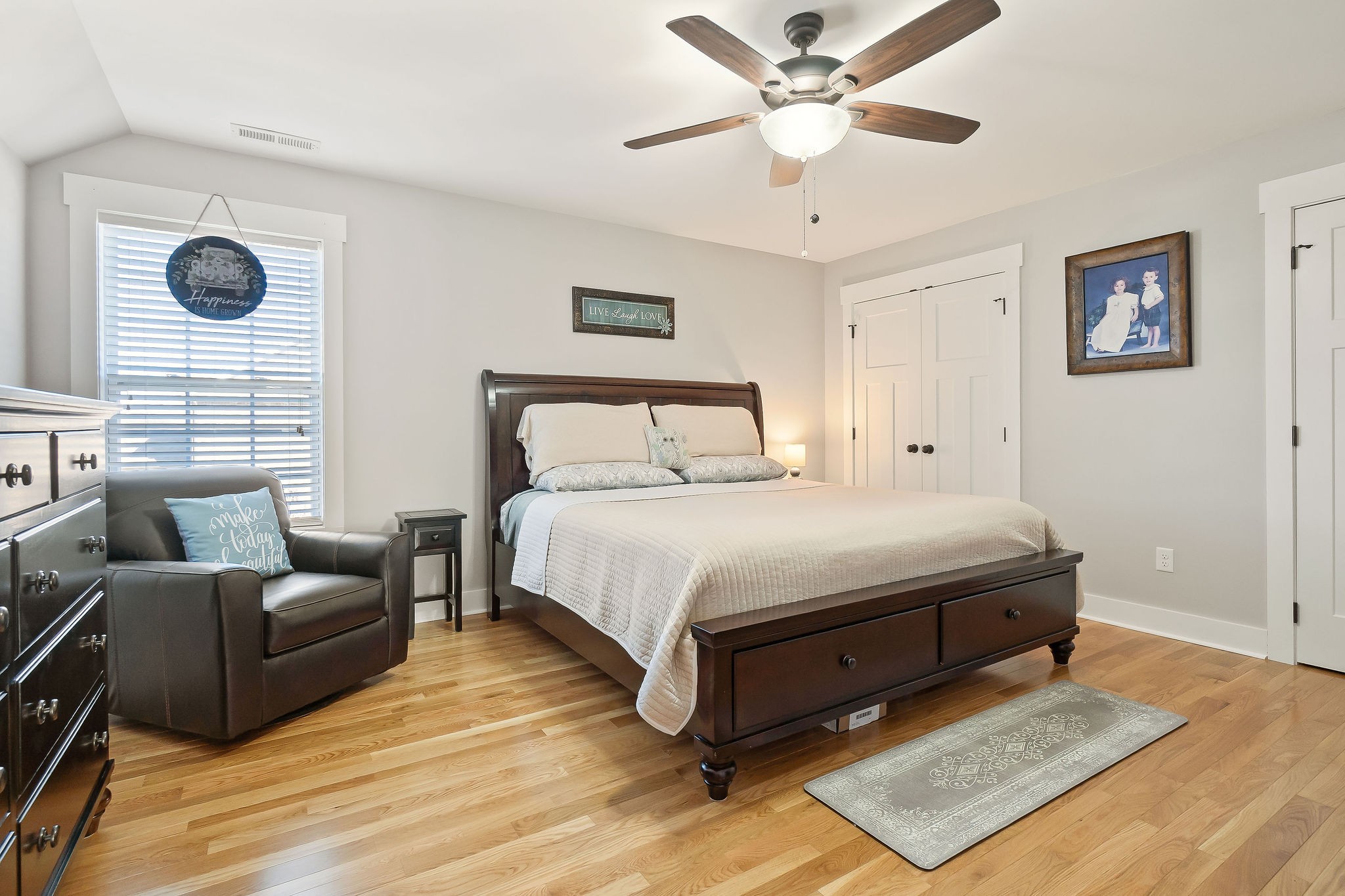 1138 Old Sparta Road Cookeville, TN 38506 - Photo 25 of 39 a bedroom with a bed couch and a ceiling fan