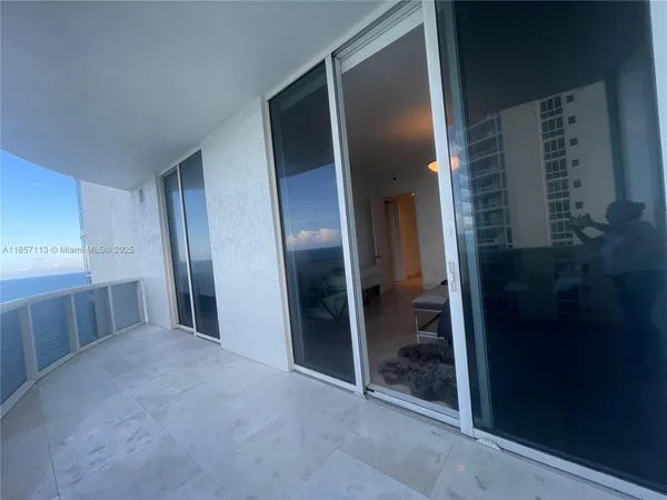 a balcony with city view