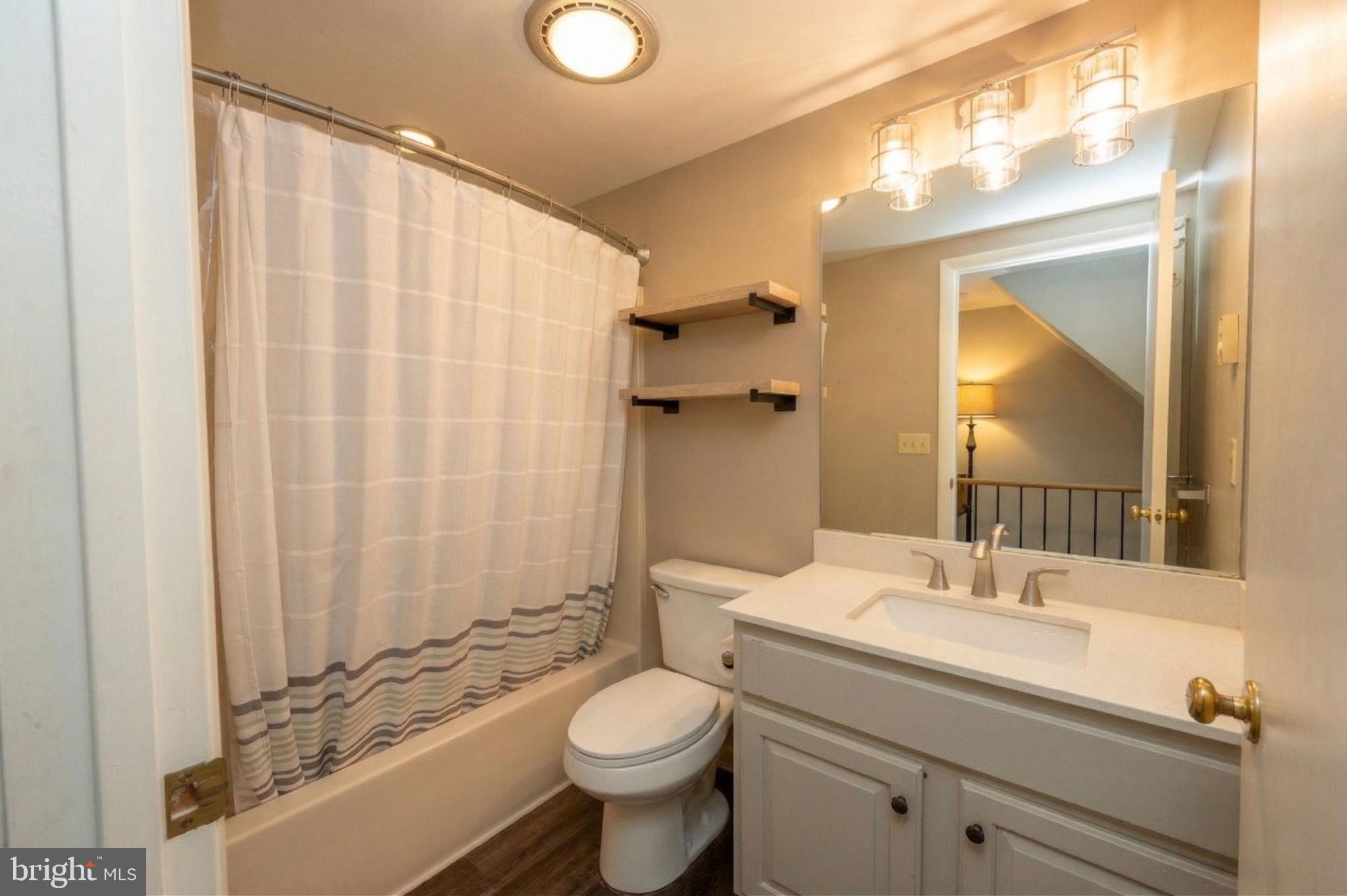 257 Marsh Hill Road, Unit 27 McHenry, MD 21541 - Photo 10 of 64 a bathroom with a sink a toilet and shower curtain