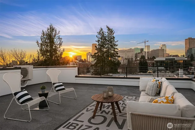 a view of a terrace with furniture and a potted plant