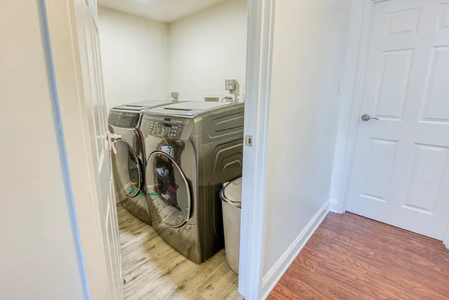 a view of a storage and utility room