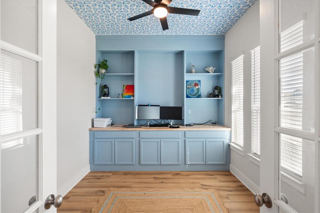 8221 David Lane Midlothian, TX 76065 - Photo 7 of 34 Office featuring light wood-type flooring and a ceiling fan