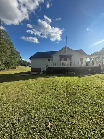 a view of a big yard next to a building