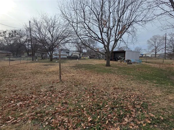 a view of a yard with a tree