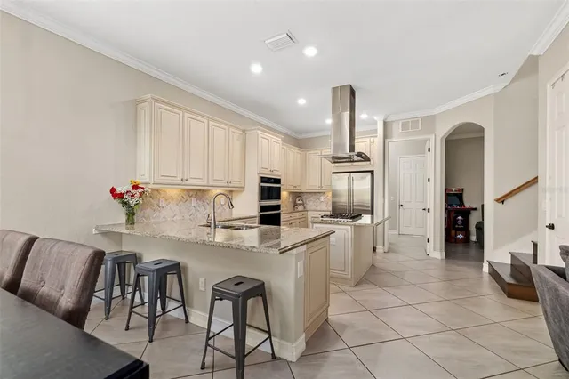 an aerial view of a swimming pool