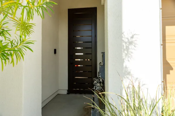 a view of a plant in front of a door