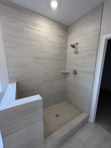 a bathroom with a shower