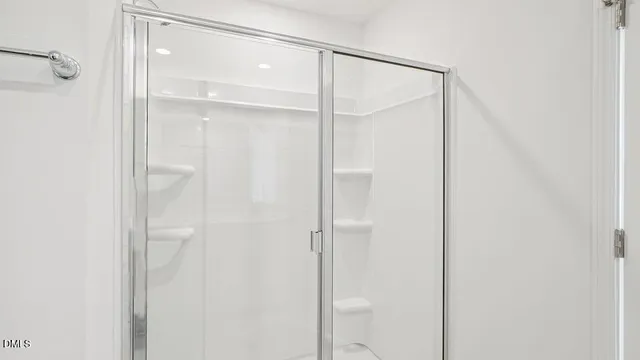 a view of a room with racks on the wall