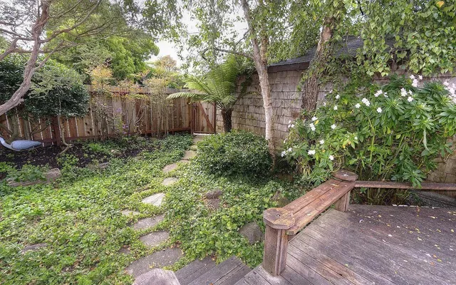 a backyard of a house with lots of green space