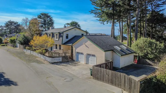 front view of a house with a deck