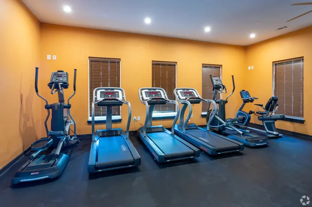 a room with gym equipment