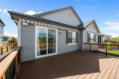 a porch with seating space