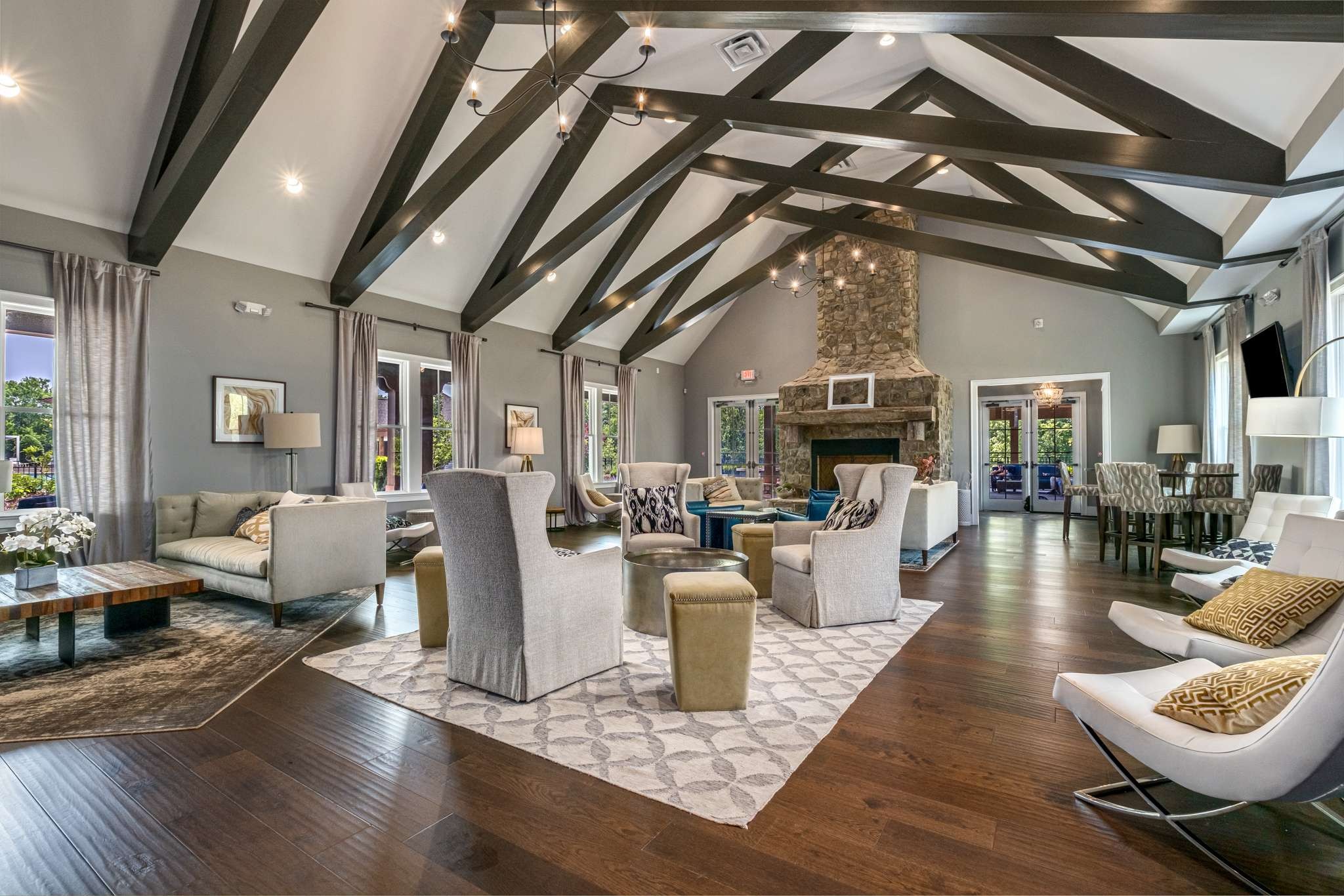 107 Vanner Road Mount Juliet, TN 37122 - Photo 46 of 54 a living room with fireplace furniture and a chandelier