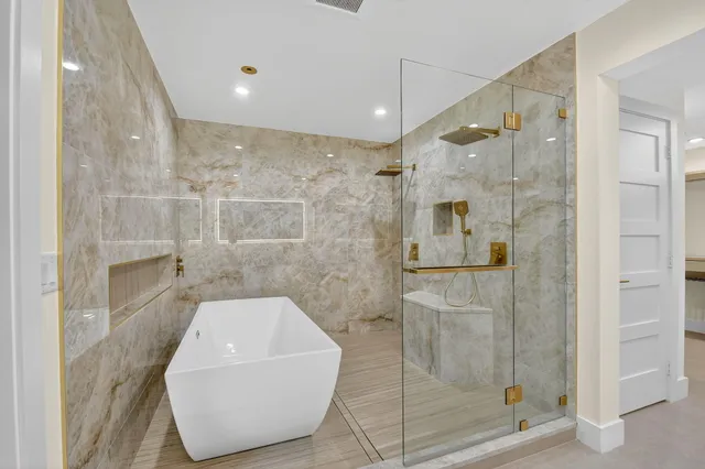 a bathroom with a shower