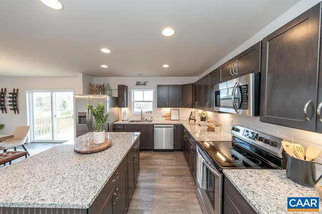 a kitchen with lots of counter space