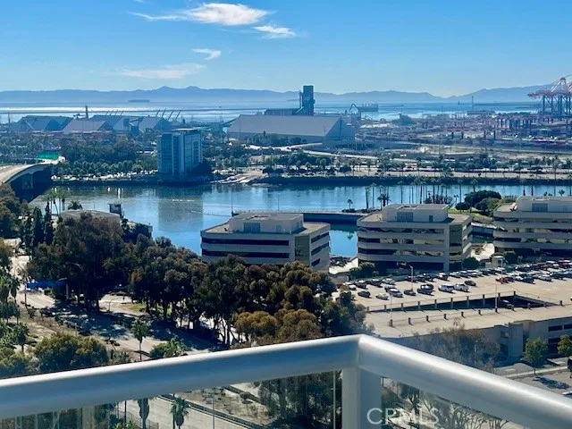 a view of a lake from a balcony