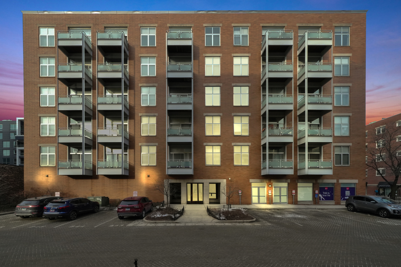 a car parked in front of a building