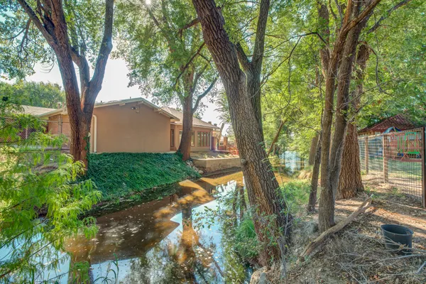 a view of backyard with trampoline