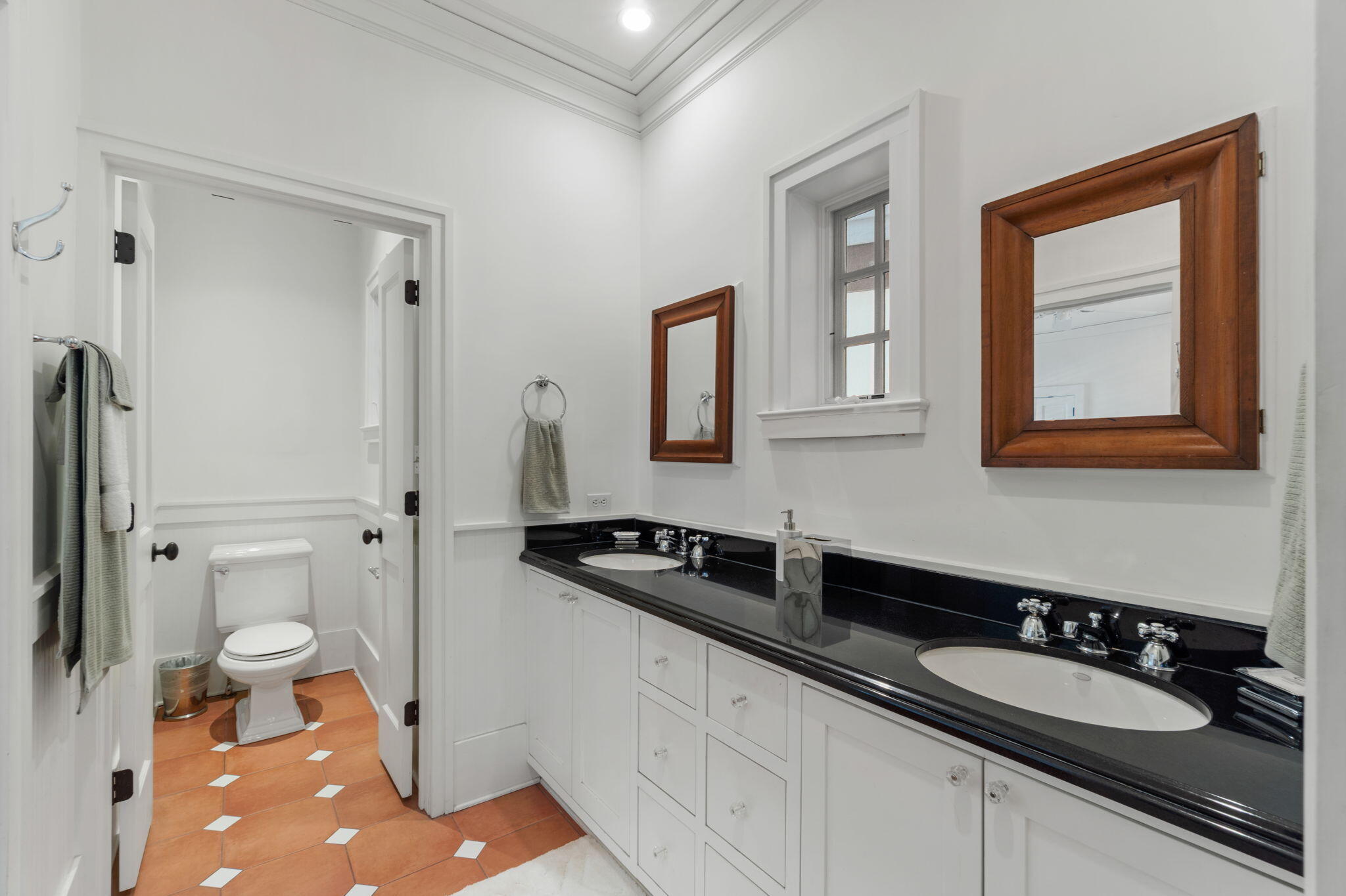 16 South Green Turtle Lane Inlet Beach, FL 32461 - Photo 25 of 59 a bathroom with a granite countertop sink a toilet and a mirror