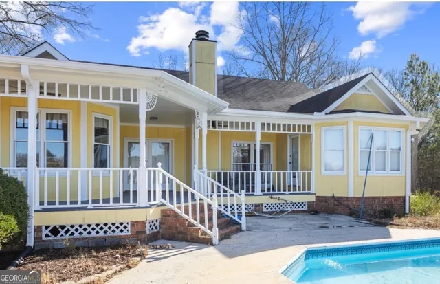 a view of a house with a deck