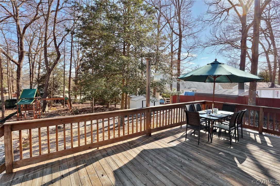 9905 Brenspark Road Chesterfield, VA 23832 - Photo 16 of 19 a view of a chair and tables on the deck