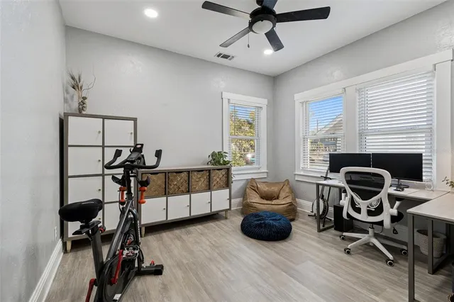 a view of a room with gym equipment