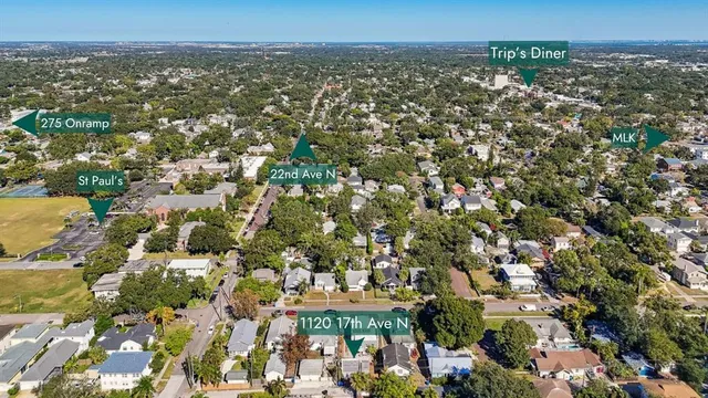 an aerial view of multiple house