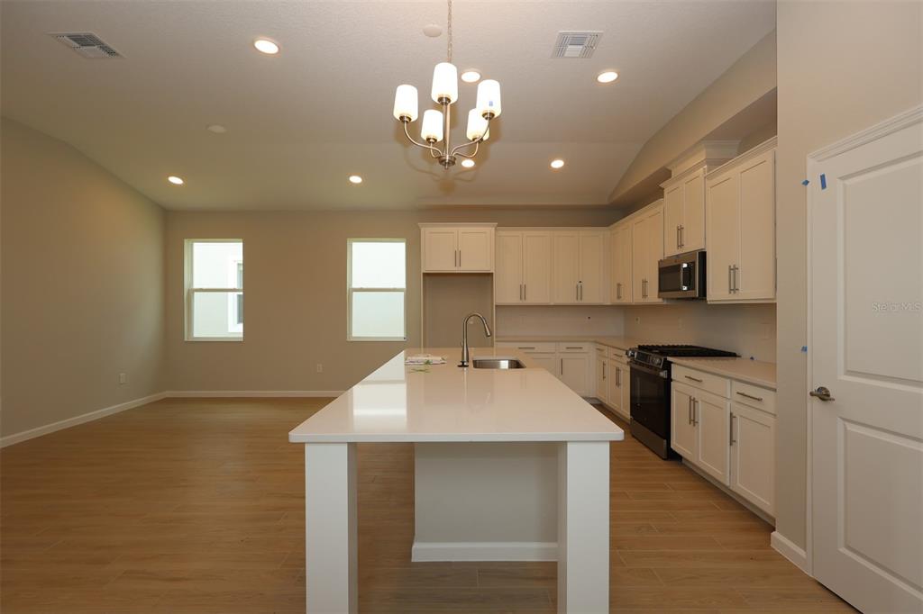 5288 Ctr Lk Rnch Boulevard St. Cloud, FL 34771 - Photo 3 of 31 a kitchen with kitchen island granite countertop a sink cabinets and wooden floor