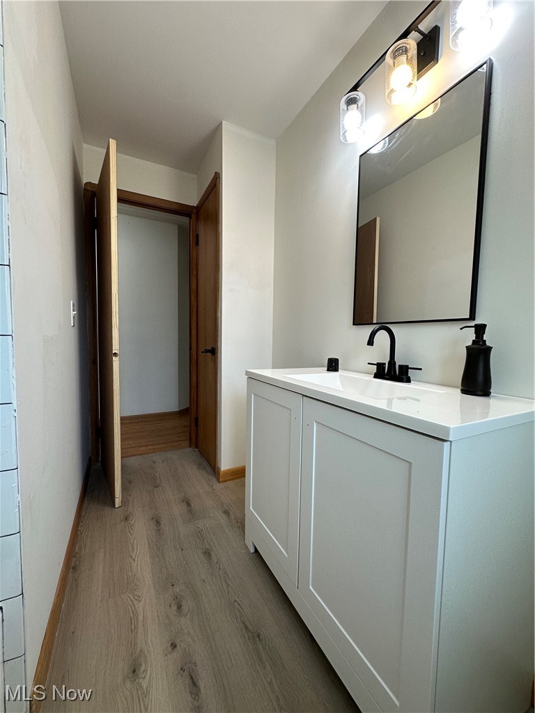 4281 Grannis Road Cleveland, OH 44126 - Photo 18 of 30 Bathroom with wood finished floors, vanity, and baseboards