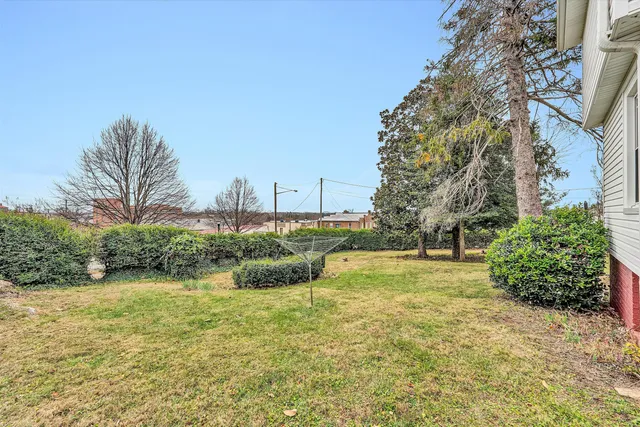 a front view of a house with a yard and trees