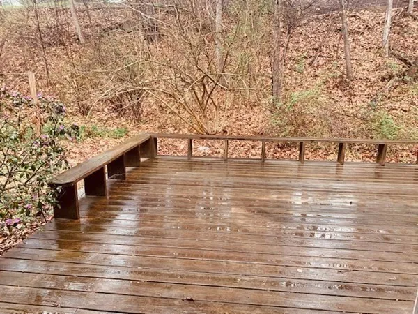 a view of a house with a large window