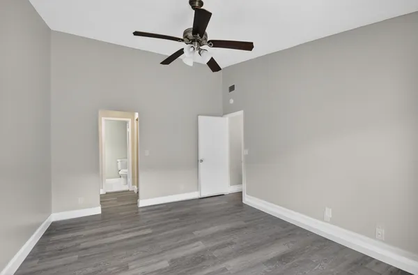 a view of a bathroom with a glass door