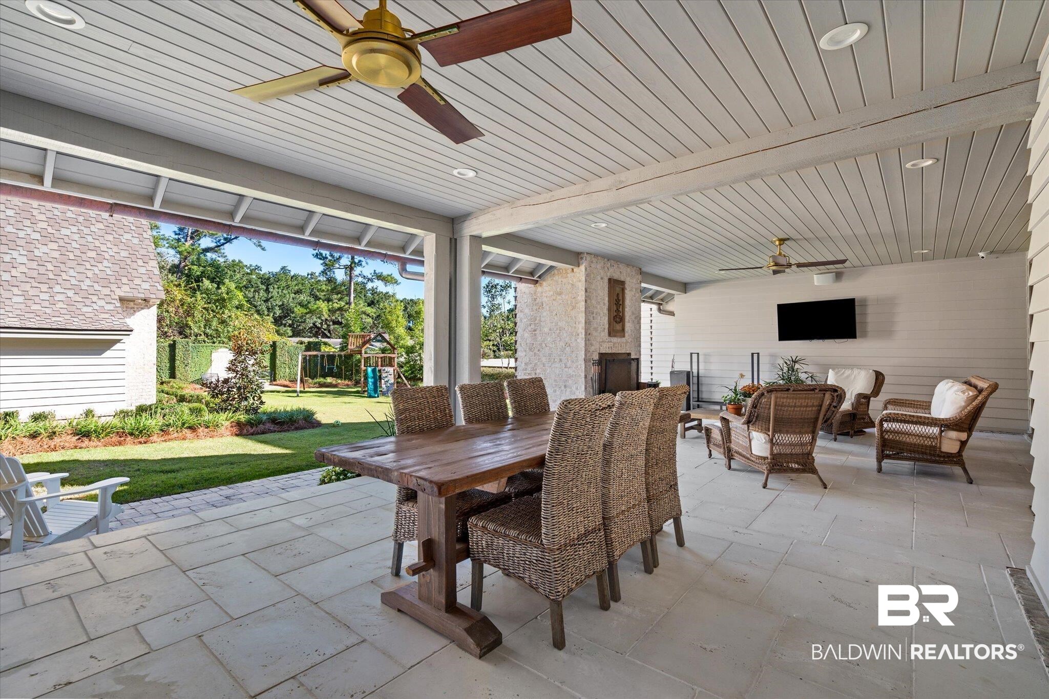 2 Garden Trace Mobile, AL 36608 - Photo 34 of 55 View of patio / terrace featuring ceiling fan, outdoor lounge area, and a playground