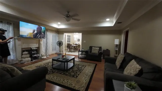 a open kitchen with a table and chairs