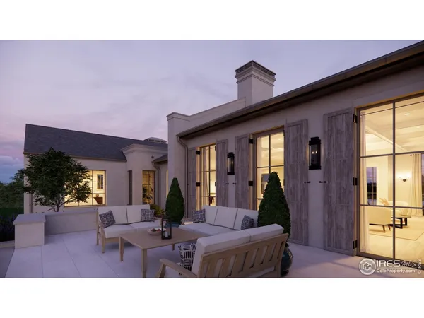 a big room with a bed and a view of house