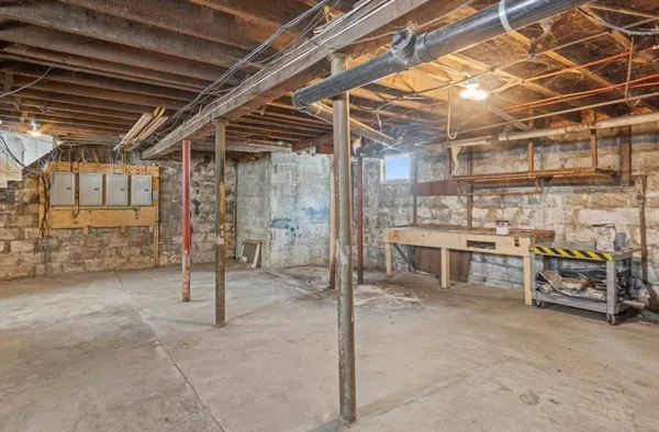 a view of a room with racks