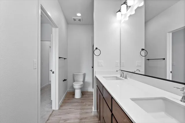 a bathroom with a sink and a large mirror