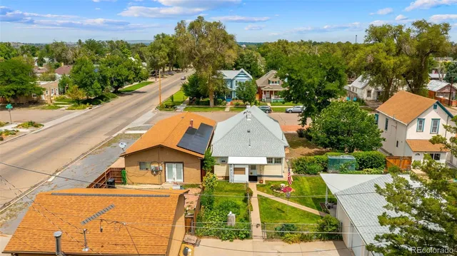 an aerial view of a house