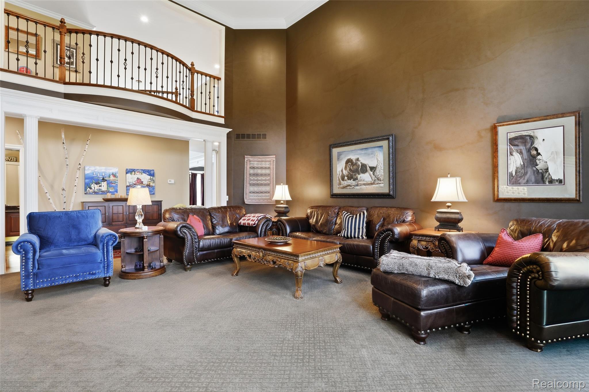 668 Springview Drive Rochester, MI 48307 - Photo 17 of 90 Carpeted living area with a high ceiling