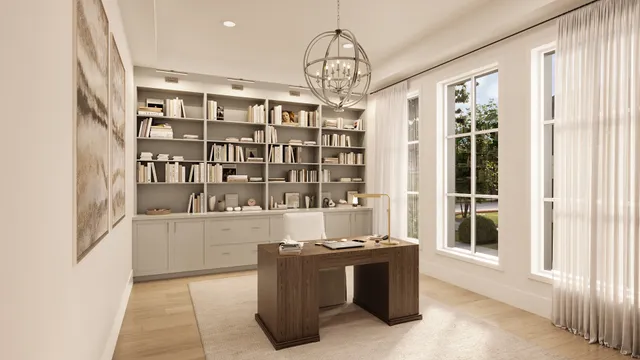 a view of kitchen with windows and refrigerator